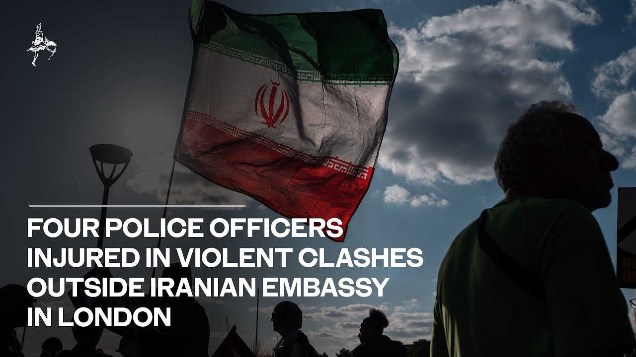 Four police officers injured in violent clashes outside Iranian embassy in London