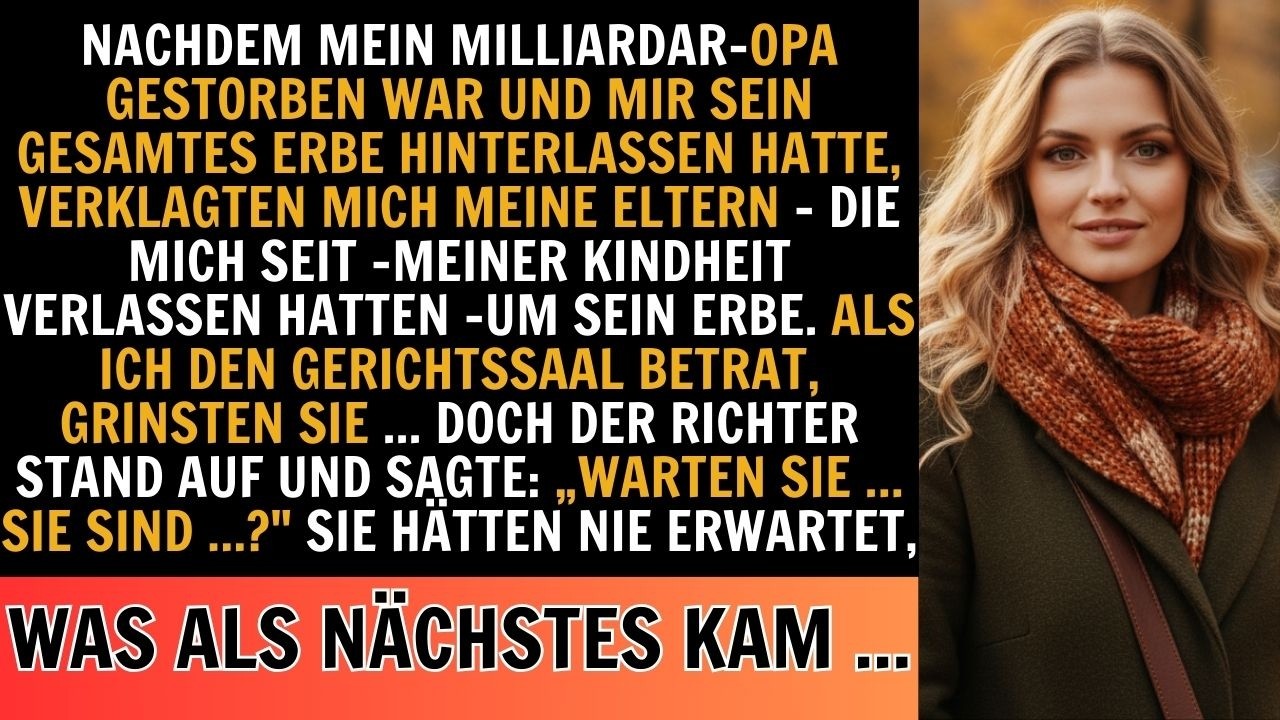 Nachdem mein Großvater star, verklagten mich meine Eltern wegen seines Erbes,aber als ich hereinkam…