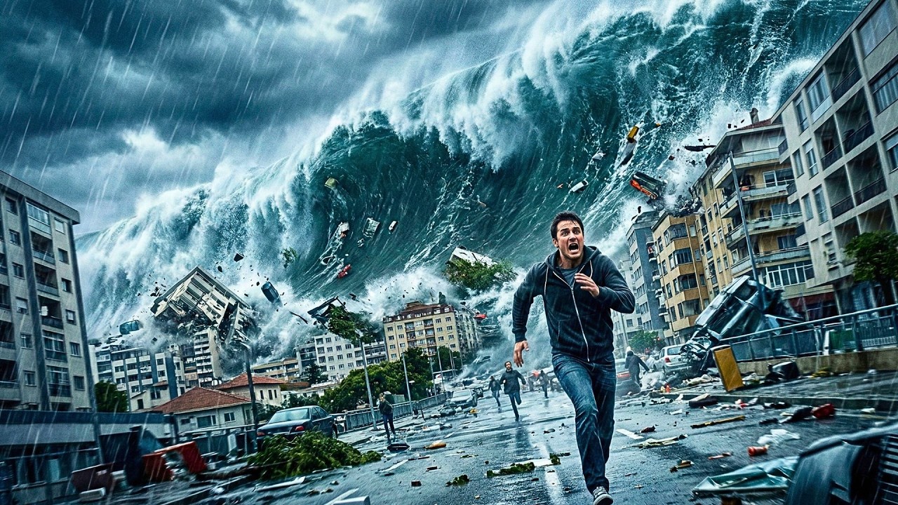 Tsunami POV: Running From a Massive Wave in a Coastal City