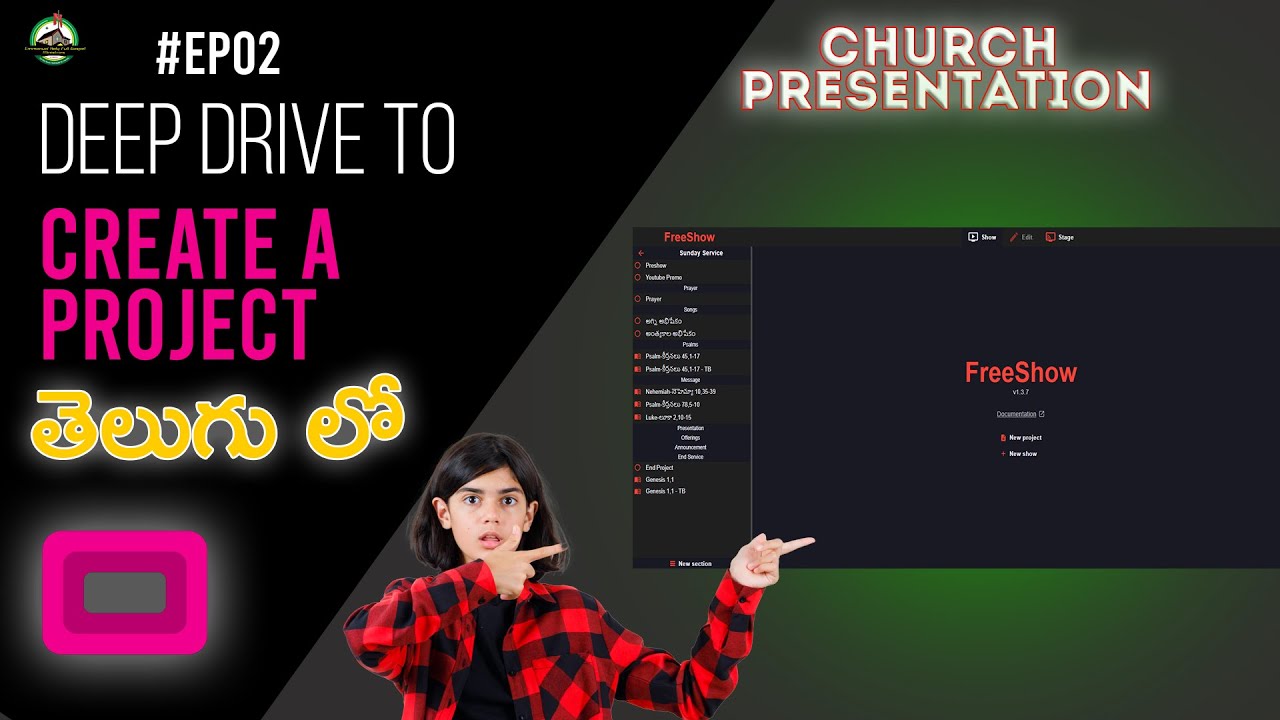 🎯Create a Project in FreeShow Tutorial 02 || Church Presentations ||Telugu