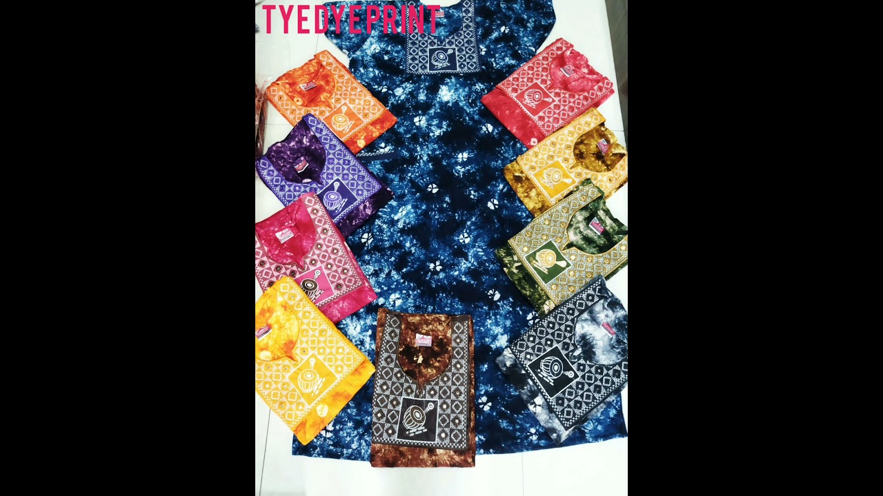 Tye Dye Embroidery Print. B. Desi Nighty Gowns