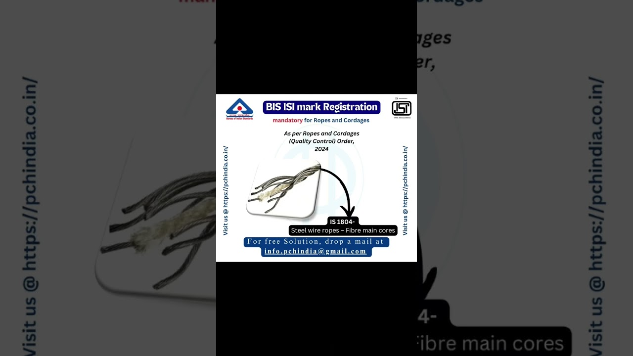 BIS ISI mark Registration Mandatory for Ropes and Cordages #pchindia #isi #isi #isimark | PCHIndia