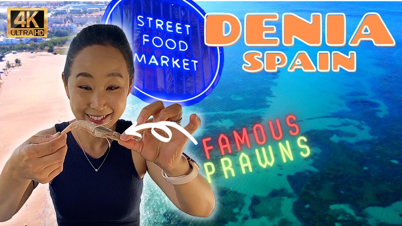 Дения, Испания — рынок уличной еды в Испании! Вкуснейшие глубоководные креветки! 4K