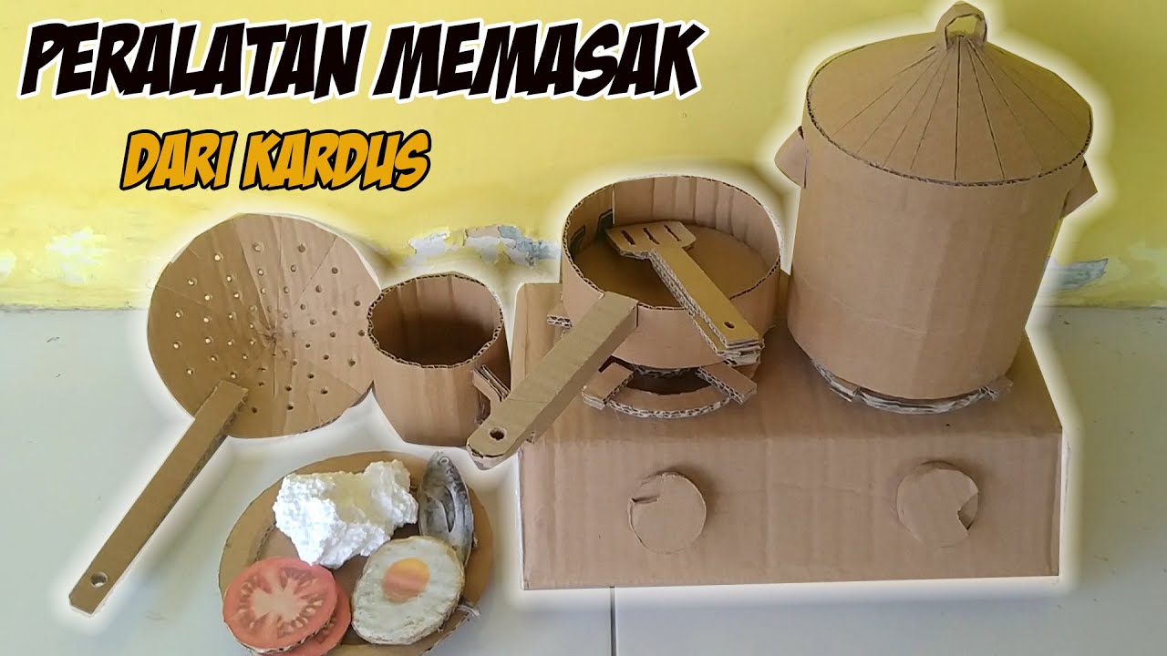 membuat peralatan masak masakan dari kardus | mainan anak perempuan