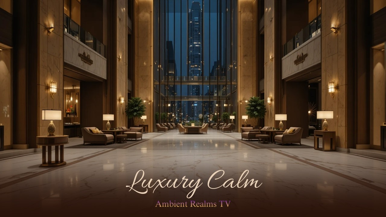 Luxury Hotel Lobby at Night ✨ | 4K Calm Ambient Experience (3 Hours)