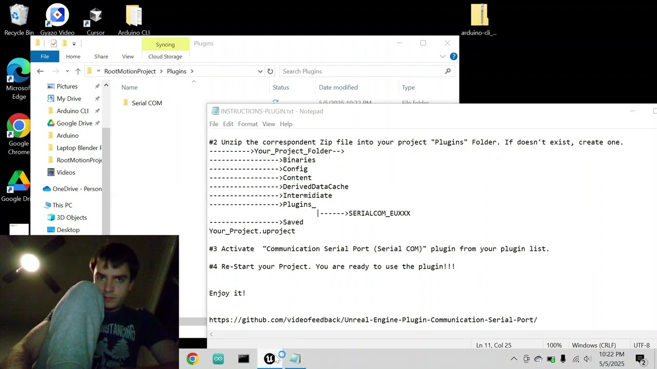 learning serial communication ports in UE5 to control arduino from UE5