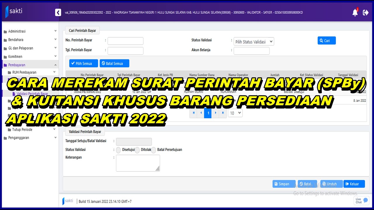 CARA MEREKAM BAST, SURAT PERINTAH BAYAR (SPBy) &  KUITANSI  BELANJA BARANG PERSEDIAAN DI SAKTI 2022