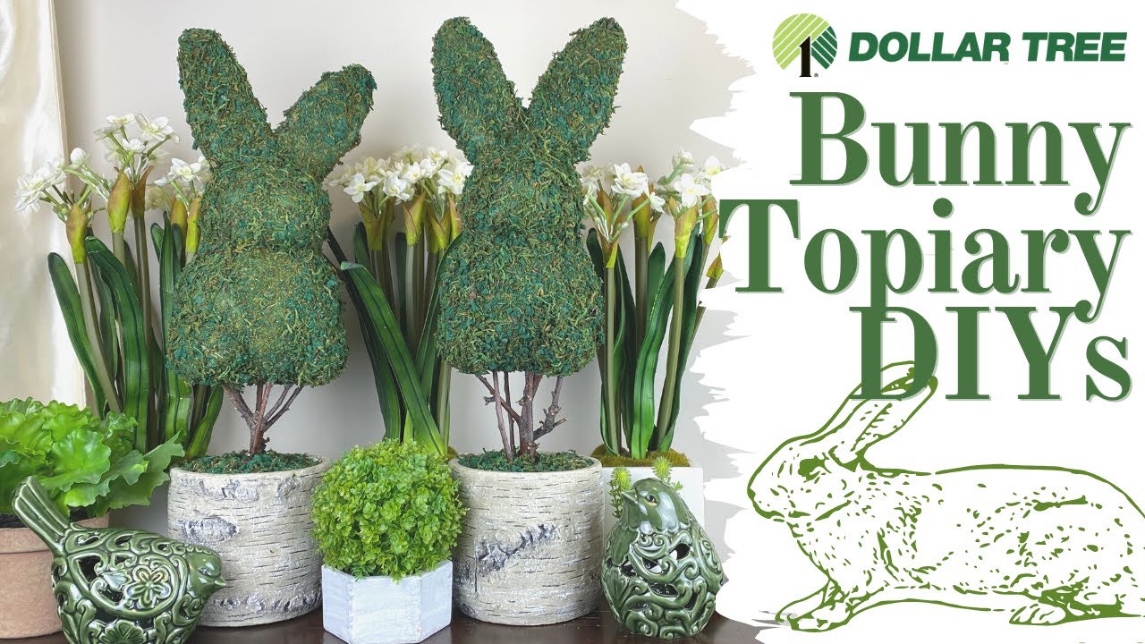 DollarTree Bunny Topiaries in Dollarama Pots/ High End for Cheap Collab