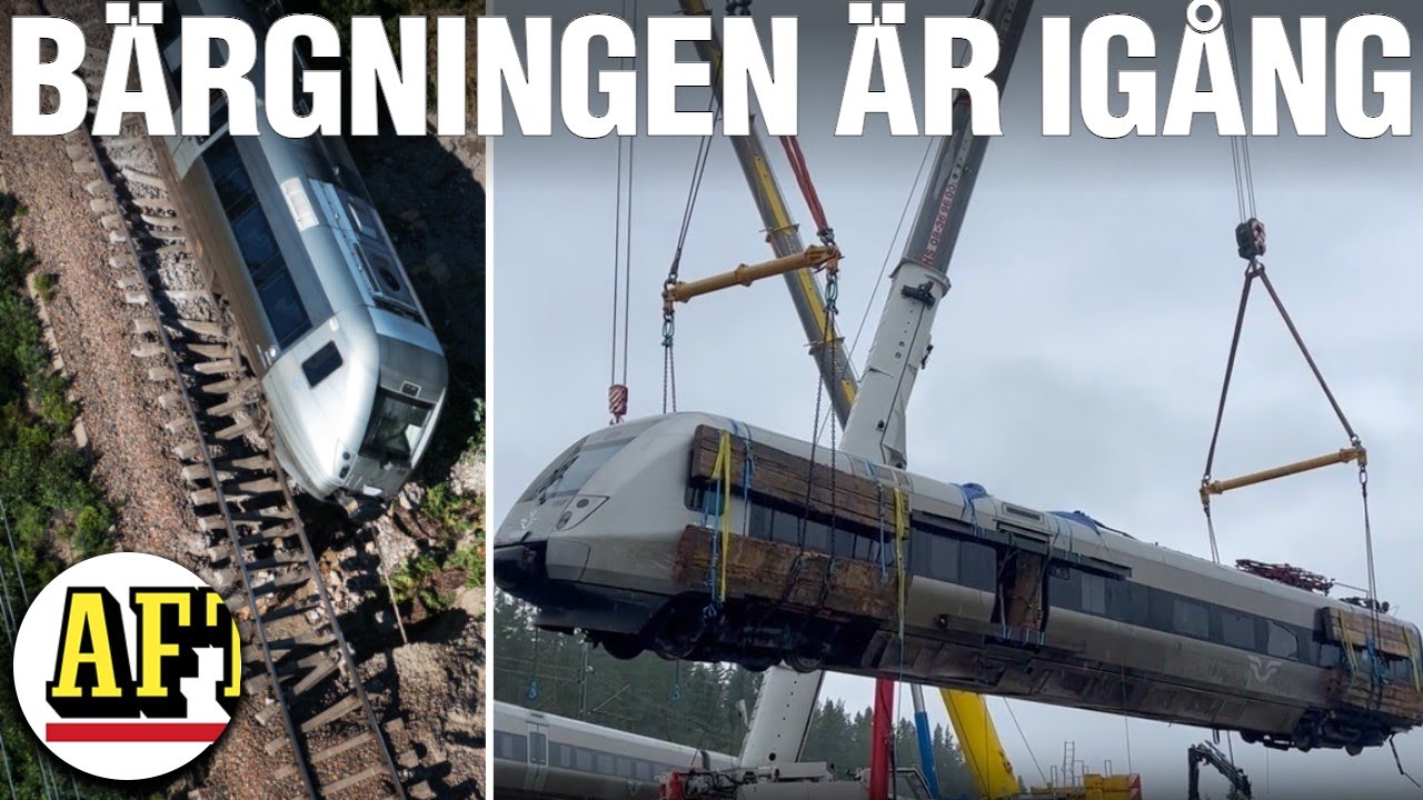 Tåg spårade ut utanför Hudiksvall – här lyfts det bort
