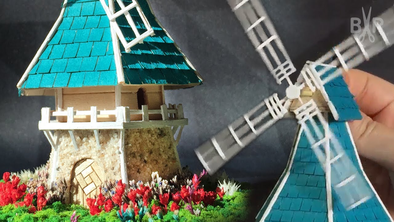 DIY Popsicle Stick Windmill House(You can turn wings!)
