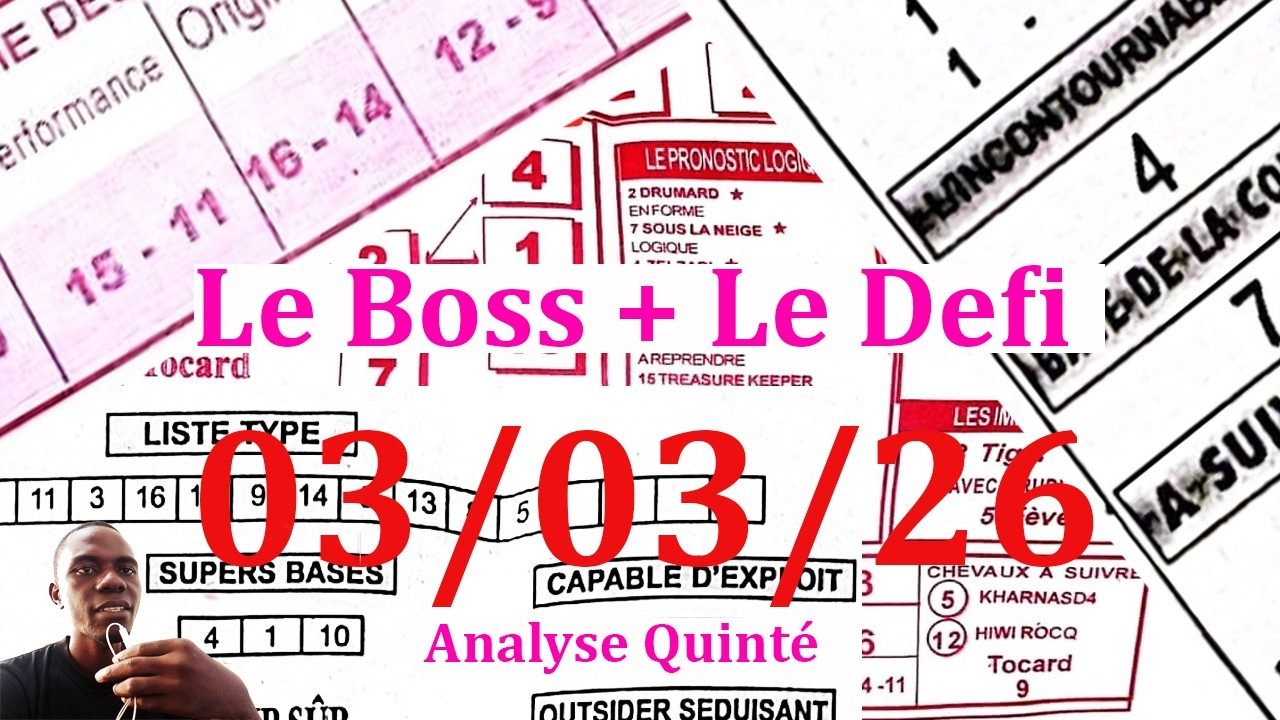 🚨🚨 Le BOSS MARDI 03 Mars 2026 - Analyse : Chantilly (R1) 2e course – Prix du Centre d’Entrainement