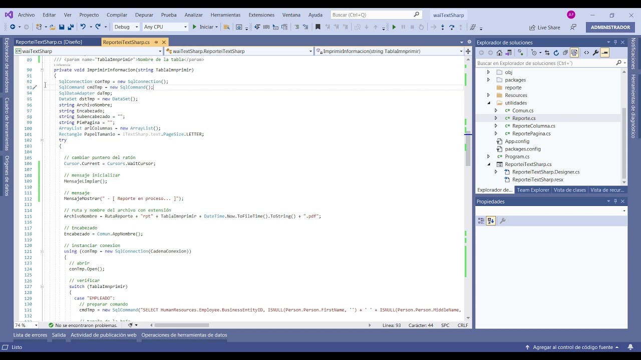 Generar reportes PDF dinámicamente con iTextSharp. Windows Forms y C#