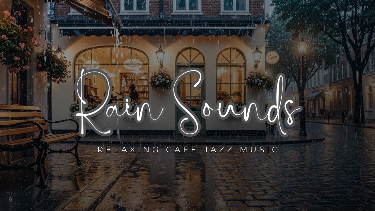 Relaxing Rainy Day Jazz on a Vintage Spring Library Café Street 🌧️ Rain Sounds for Study & Calm Mind