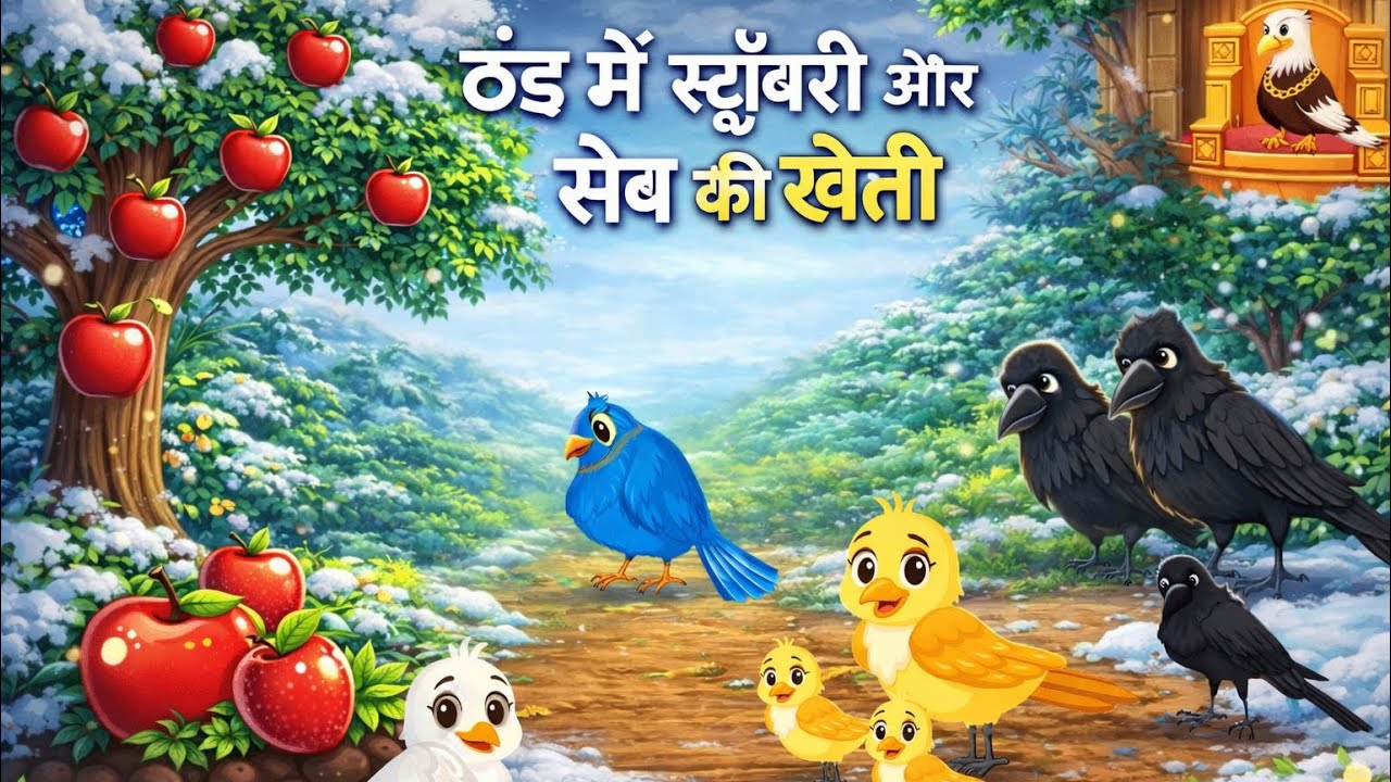 ठंड में स्ट्रॉबेरी और सेब की खेती| Lado and Rano chidiya moral stories |JungleToonzzBirds| kalu kawa
