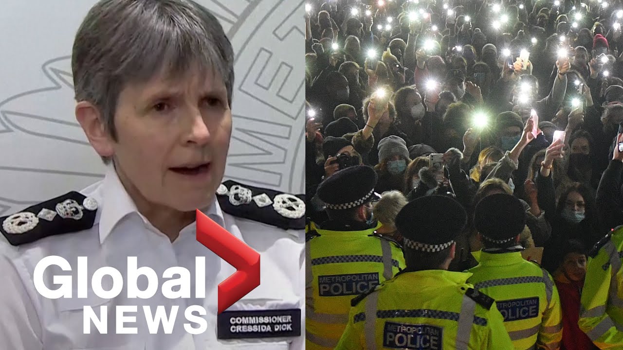 London police chief backs officers over action to disperse mourners at Sarah Everard vigil