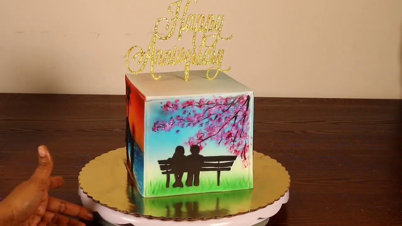 Four Seasons - hand painted(milestone) cake.