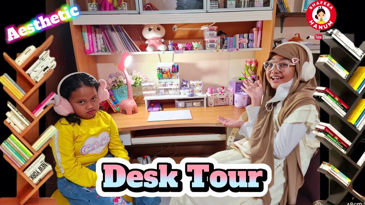 Aesthetic Desk Tour ala Hanum 💞 Tips Agar Anak Betah Belajar || Shafeea Hanum