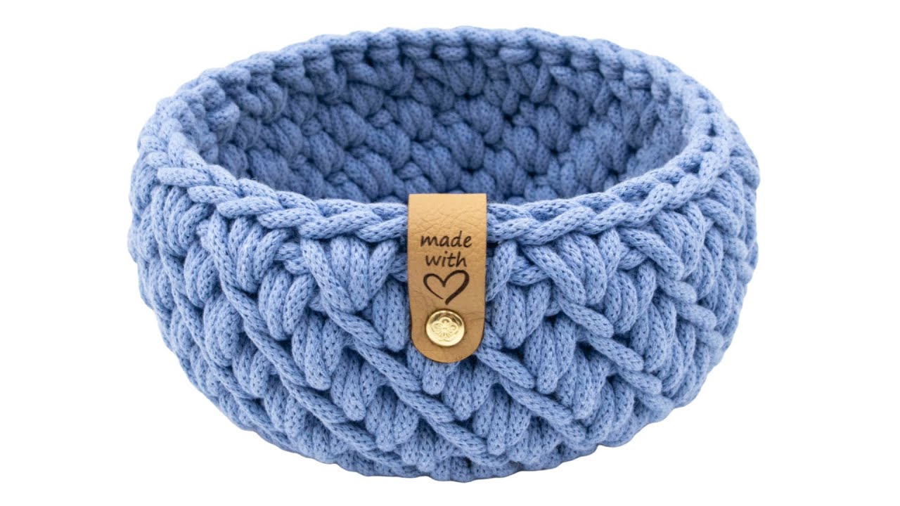Crochet Basket Tutorial, Right Hand Version, 50m x 5mm Braided Cotton Cord, Goose Feet Stitch