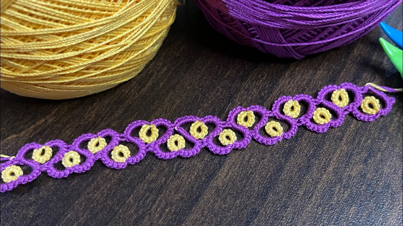 Tatting beautiful heart tape lace❤️shuttle tatting.
