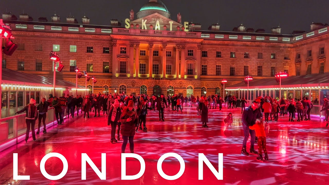 London Christmas Walk 🎄 London Trafalgar Square Christmas Market ✨ Somerset House Skate Rink