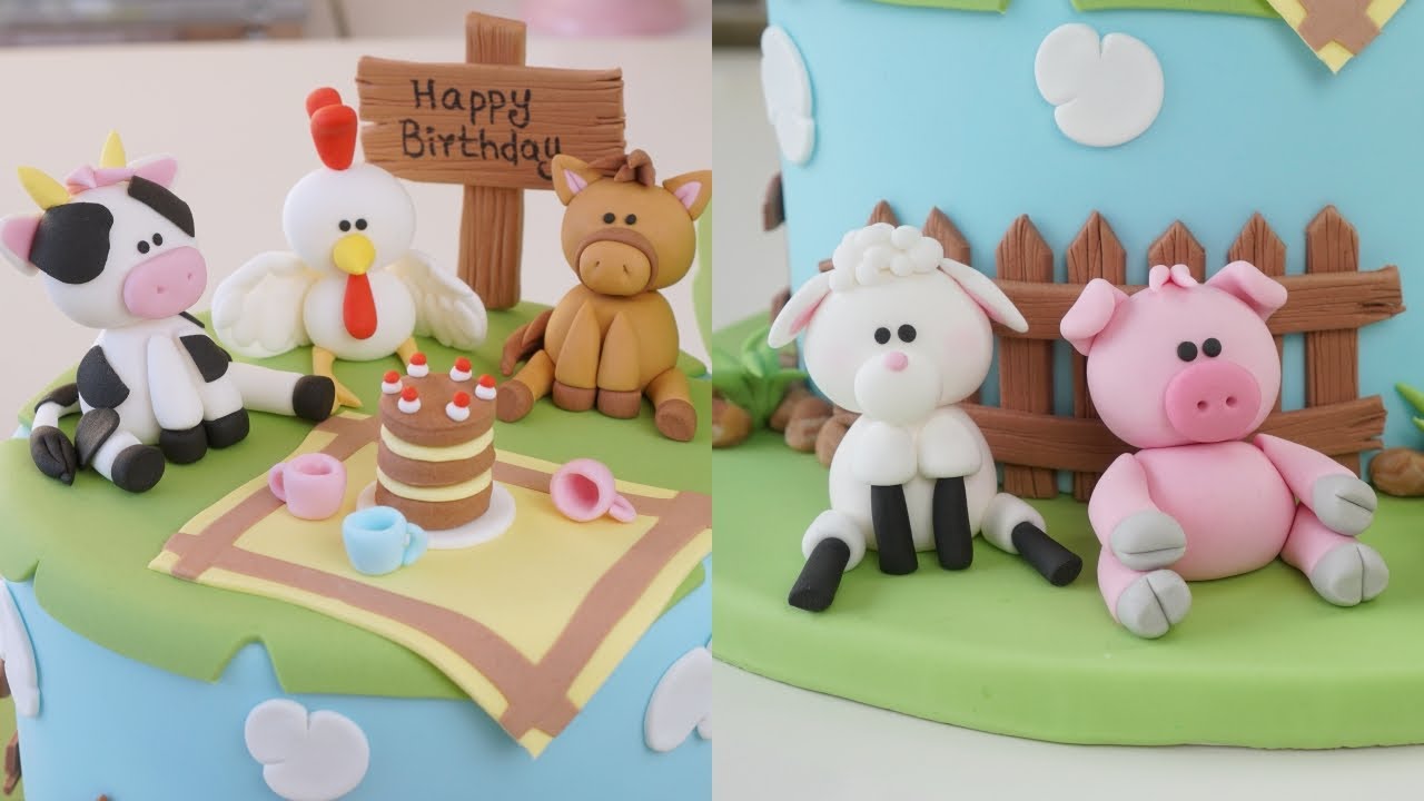 Easy Farm Animal Fondant Cake Toppers (Pig, Chicken, Horse, Cow, Sheep) | Animal Fondant Figurine