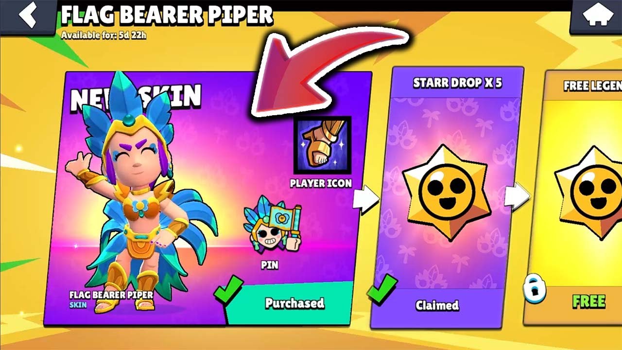 FLAG BEARER PIPER🔥UNEXPECTED LUCK😱FREE LEGENDARY STARR🔥 NEW GIFTS! 😲🔥! BRAWL STARS UPDATE🎁