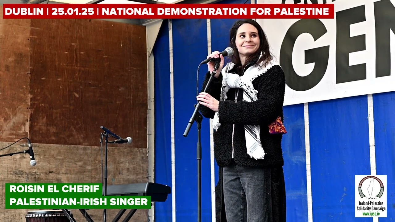 Roisin El Cherif sings 'Rajaoui Filistini' @ National Demo for Palestine 25.01.25