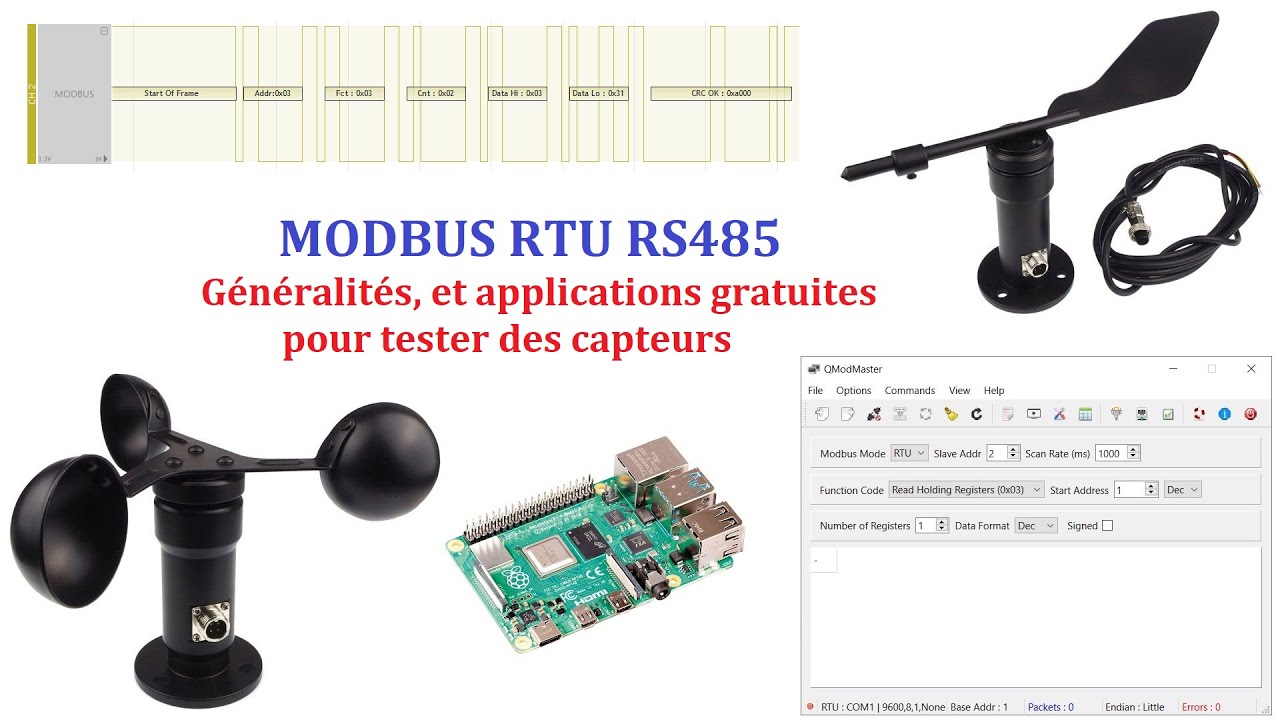 MODBUS RTU RS485 : généralités, et applications gratuites pour tester ses capteurs