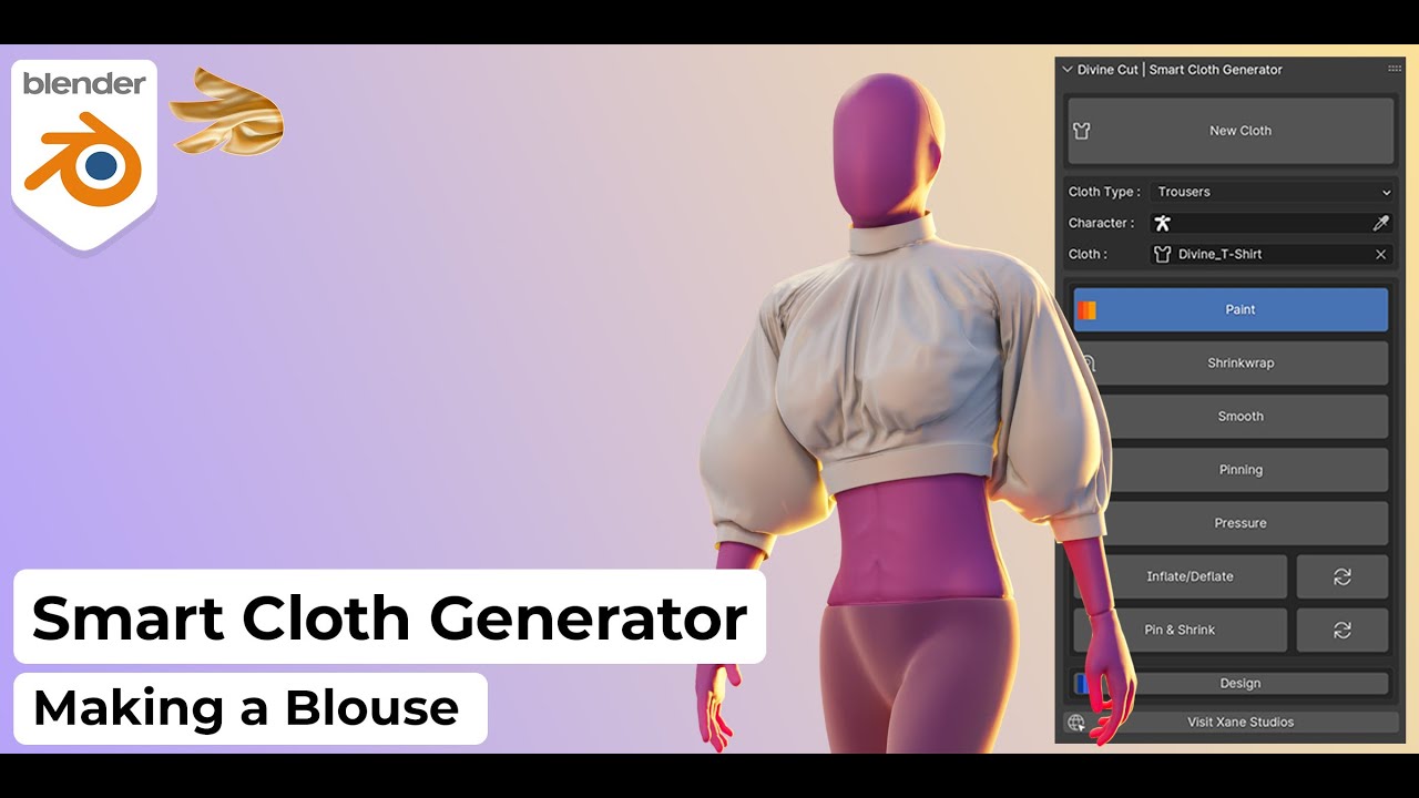 Tutorial - Making a Blouse with DivineCut - Smart Cloth Generator for Blender