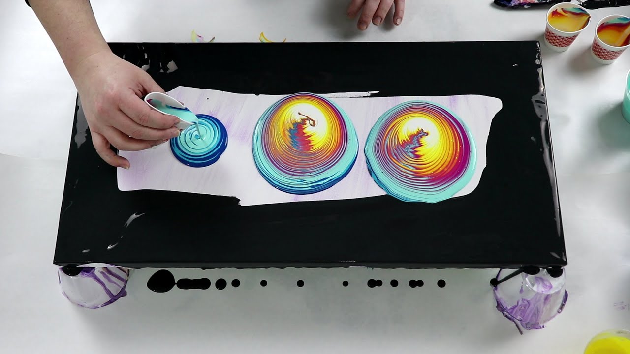 (365) Multi Tree Ring Pour, Acrylic Pouring Technique