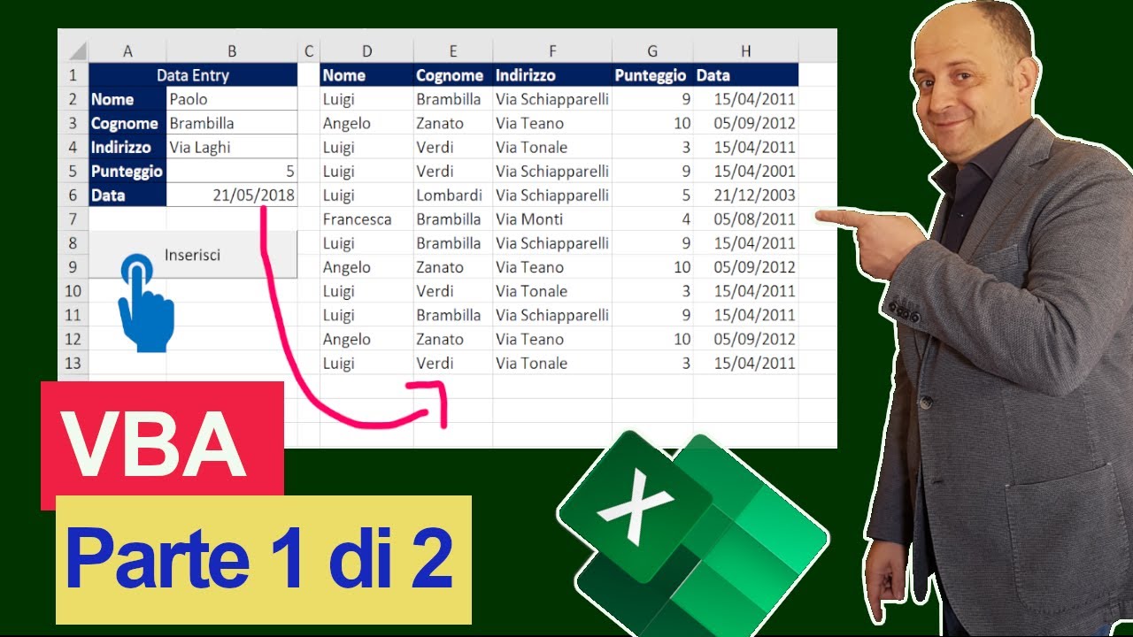 EM193 Macro per Popolare database  (Video 1/2) con VBA di Excel  vediamo le proprietà End e Offset