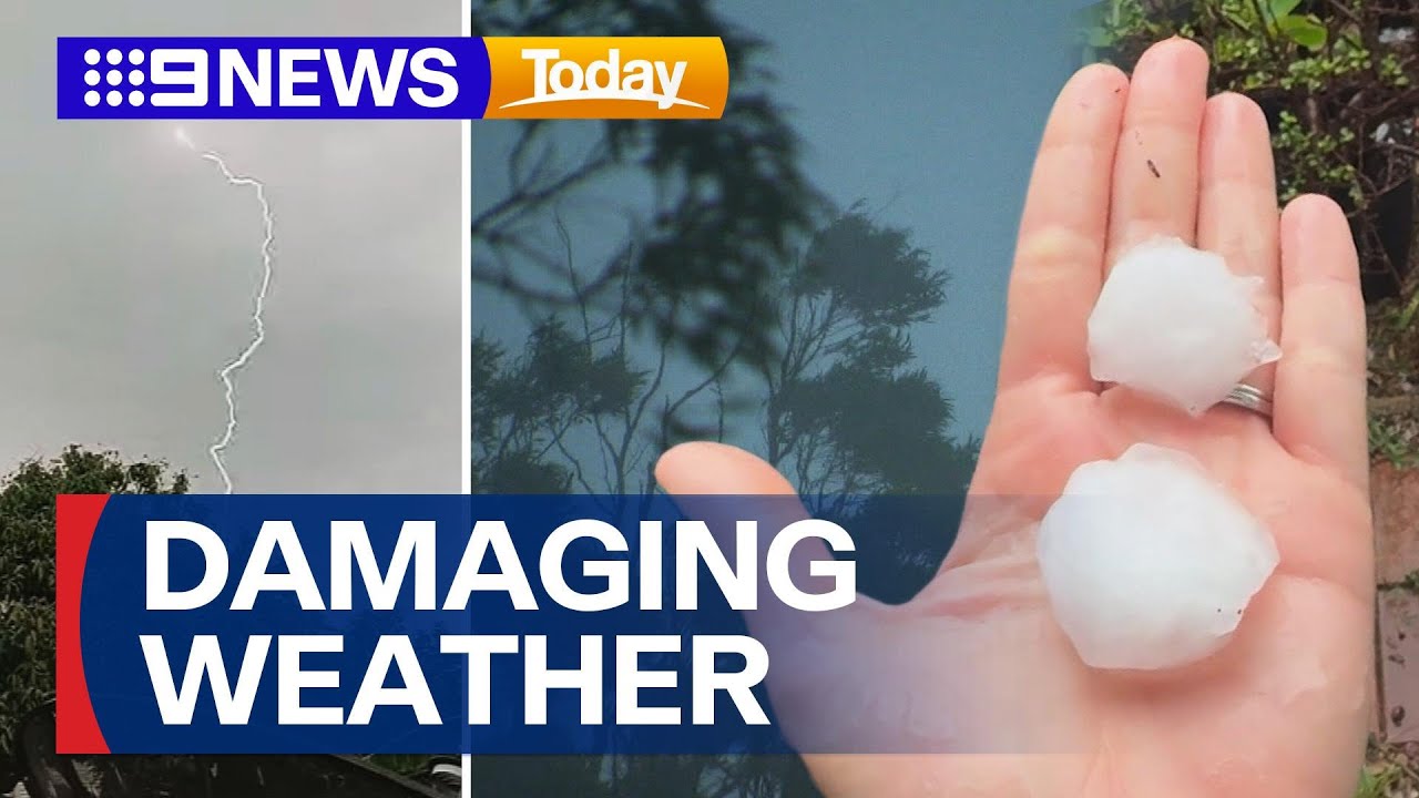 Wild weather damages Queensland with Brisbane battered by hail and thunderstorms | 9 News Australia