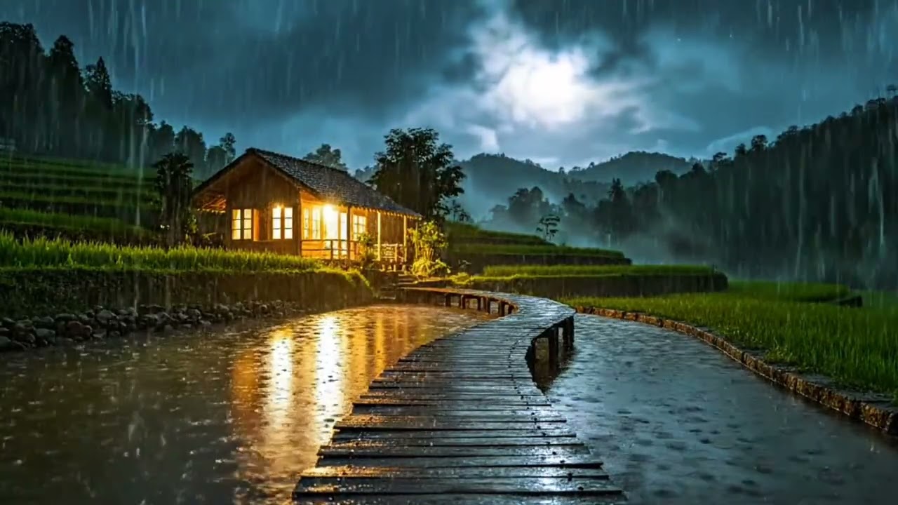 Cozy Forest Bedroom Rain Sounds 🌧 Night Rain for Deep Sleep & Relaxation Helping Focus