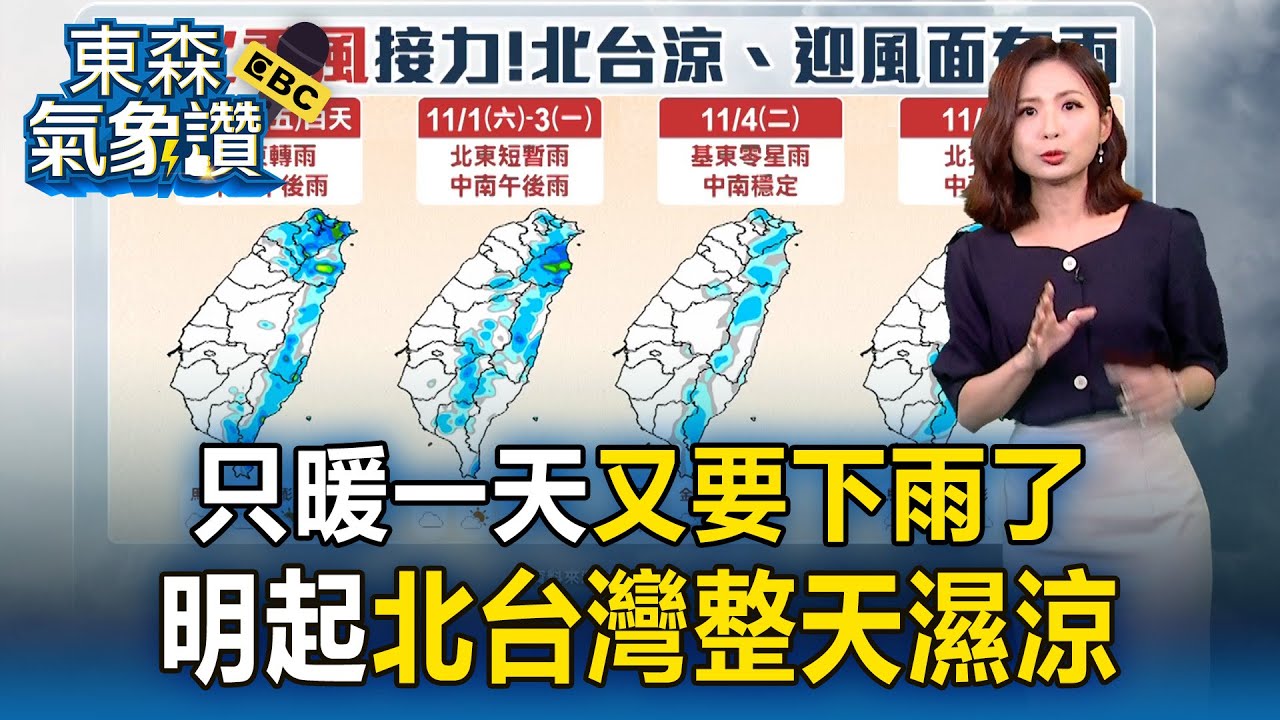 只暖一天「又要下雨了」！今晚「鋒面通過+東北季風」明起北台灣整天濕涼【東森氣象讚】