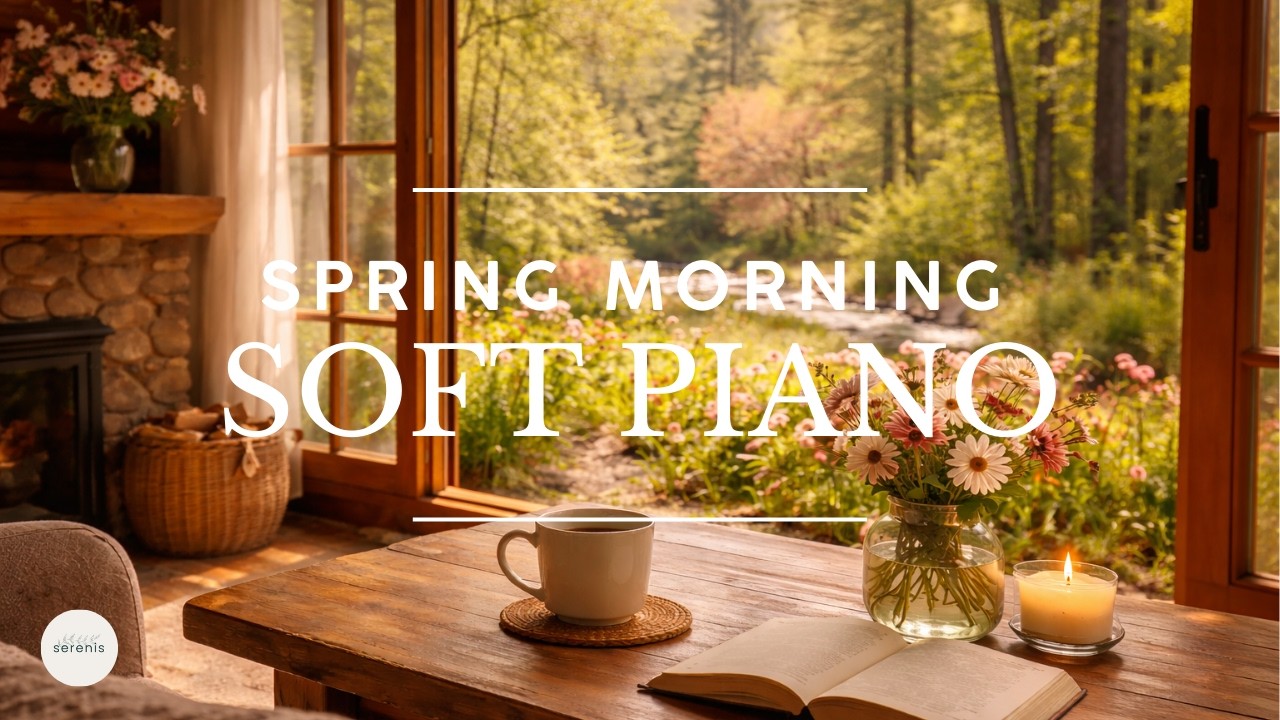 🌸PEACEFUL SPRING MORNING in a Cozy Cabin ☕🌸 Relaxing Piano & Nature Ambience