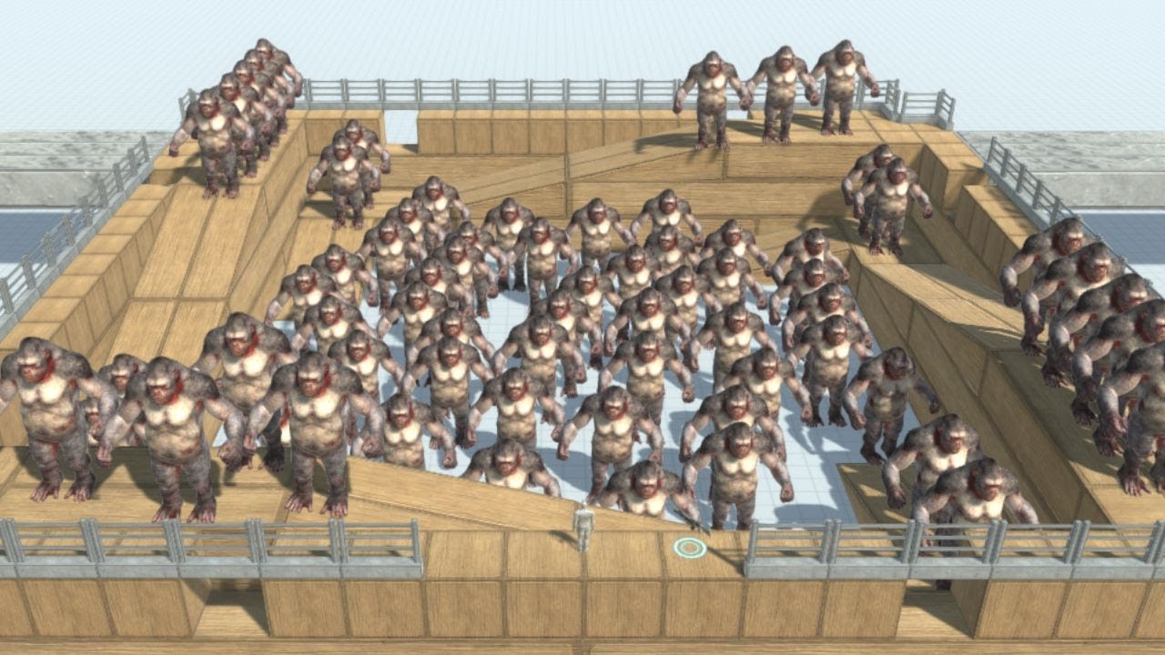 FPS Grenade Launcher Experiment with 100 Mutant Primates Apes Animal Revolt Battle Simulator