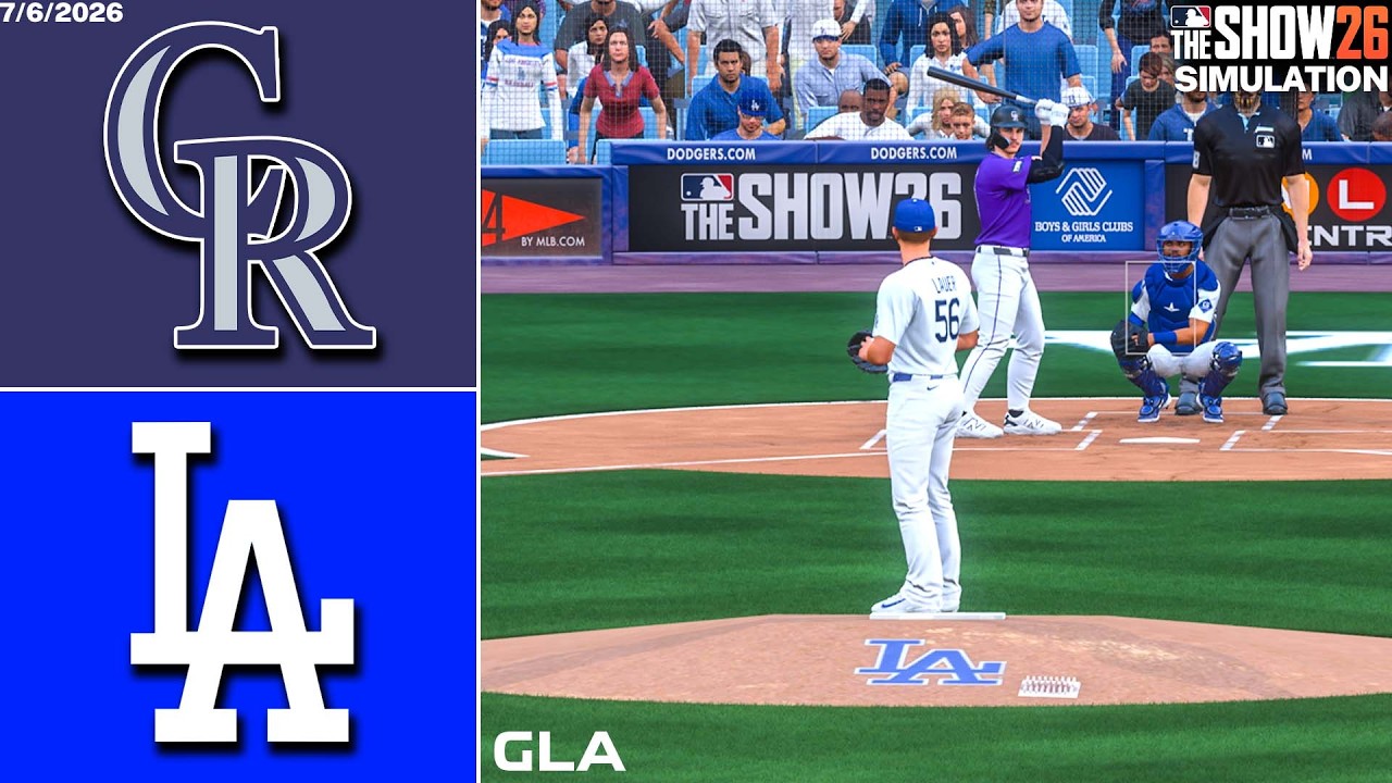 Dodgers vs. Rockies Simulation | 7/6/26 | MLB The Show 26 PS5 Gameplay