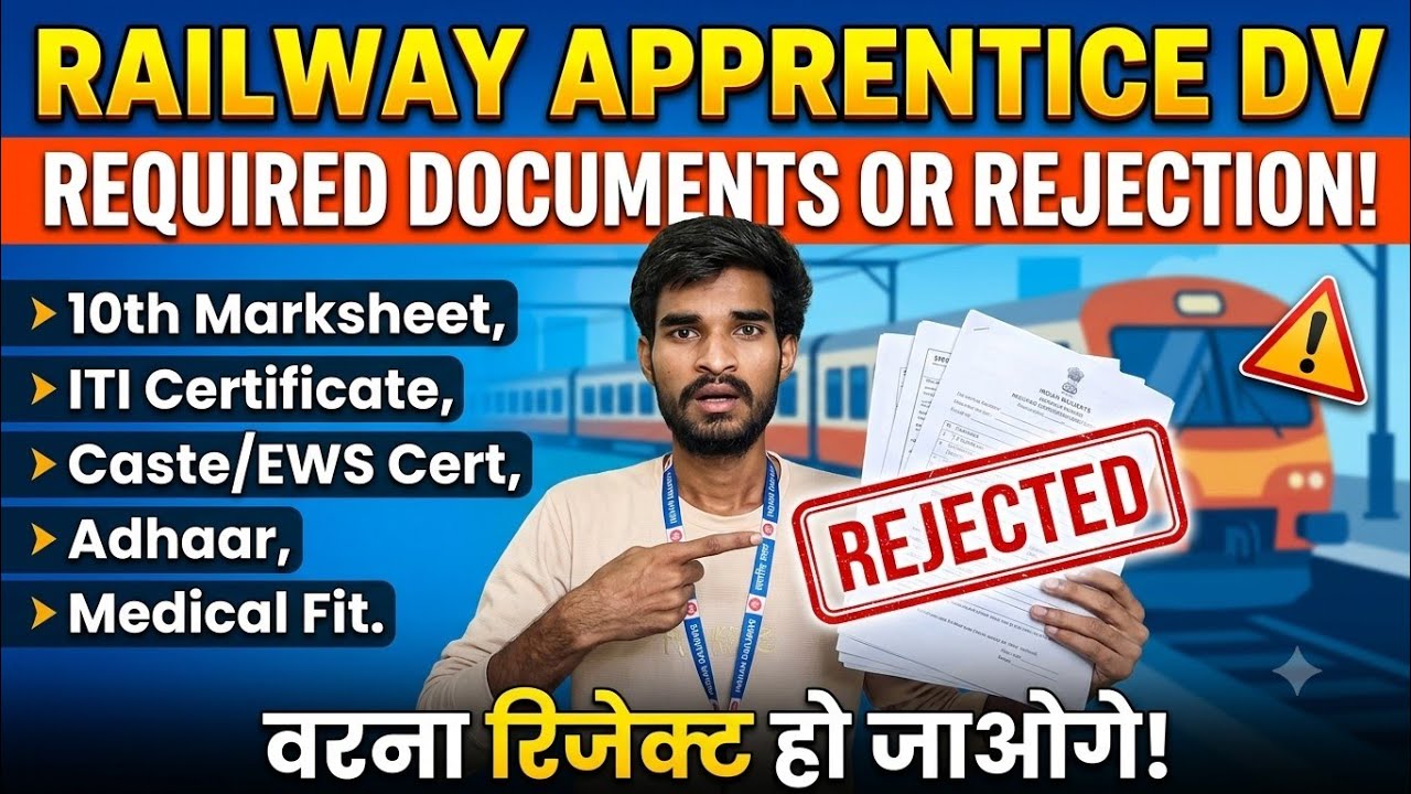 Railway Apprentice D.V Mai Important documents Warna Receject| रेलवे अप्रेंटिस D.Vमे क्या लगेगा 