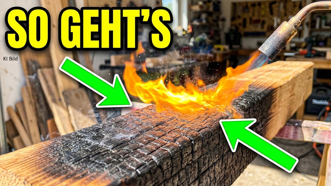 Holz k&uuml;nstlich altern lassen. Schnell und einfach. Holz abflammen und &ouml;len komplett ohne Farbe