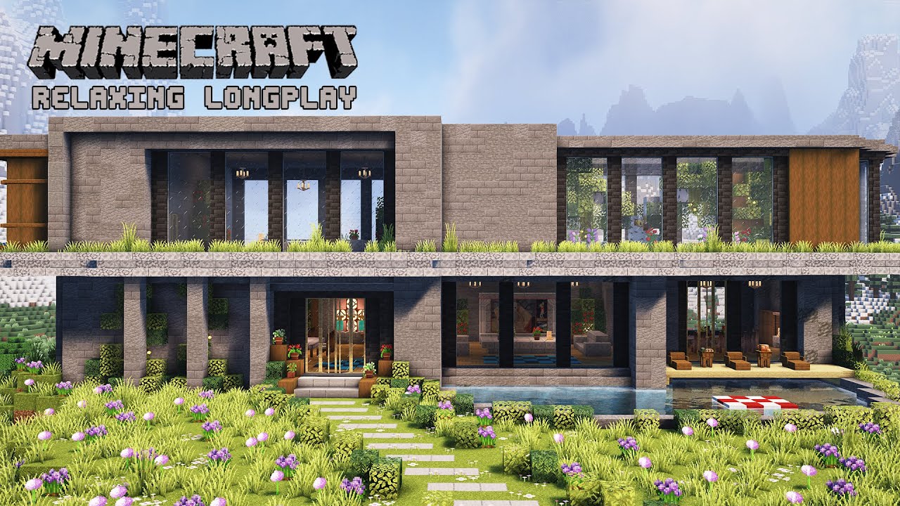 We Built a Peaceful Modern House - Minecraft Relaxing Longplay (No Commentary)