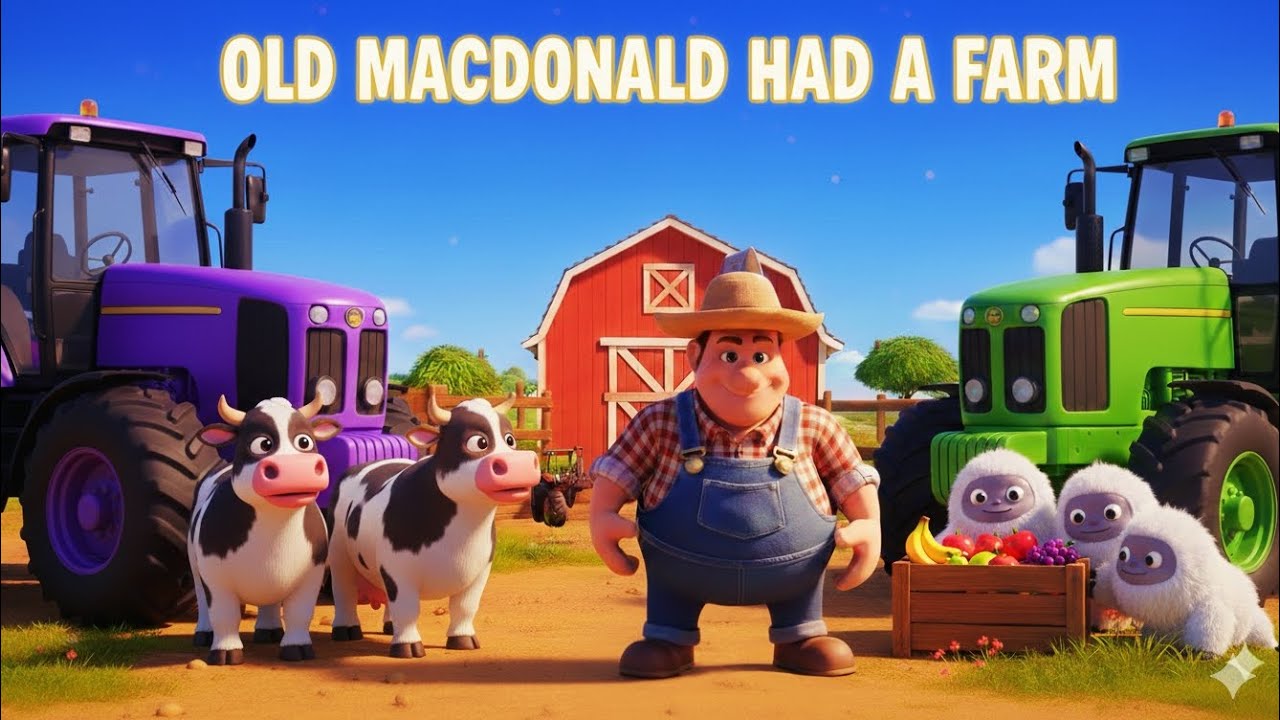 Old MacDonald’s Tractor Farm – Colorful Animals Food Delivery Cartoon Story for Kids