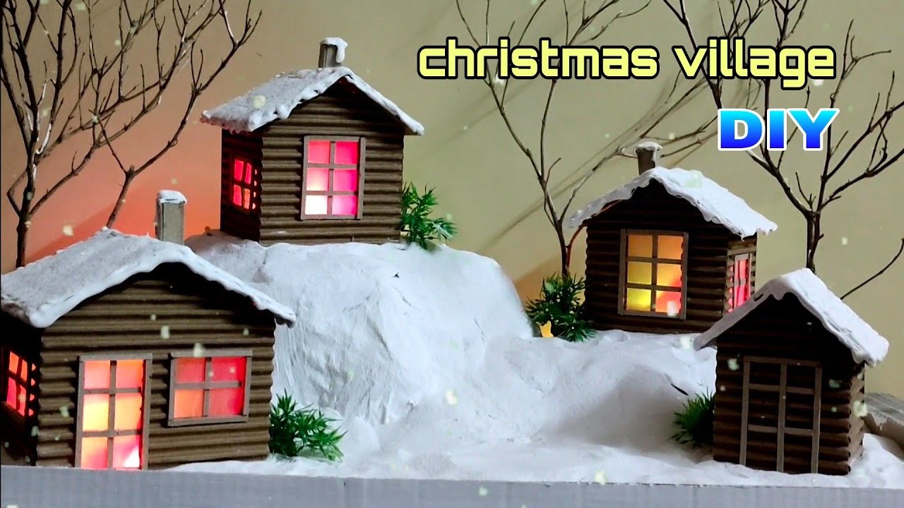 How to Make Christmas Village | Cardboard Winter Village | DIY Card board house |