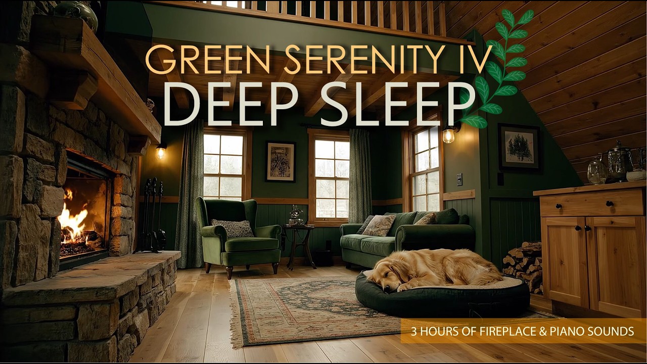 Green Serenity 4 🌿 3 Hours Cozy Fireplace Cabin Ambience for Deep Sleep & Stress Relief