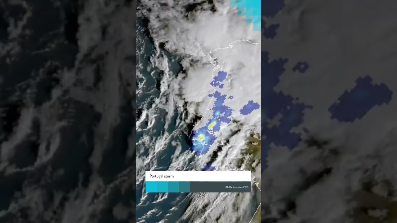 Portugal storm captured from space, 4-5 November 2025