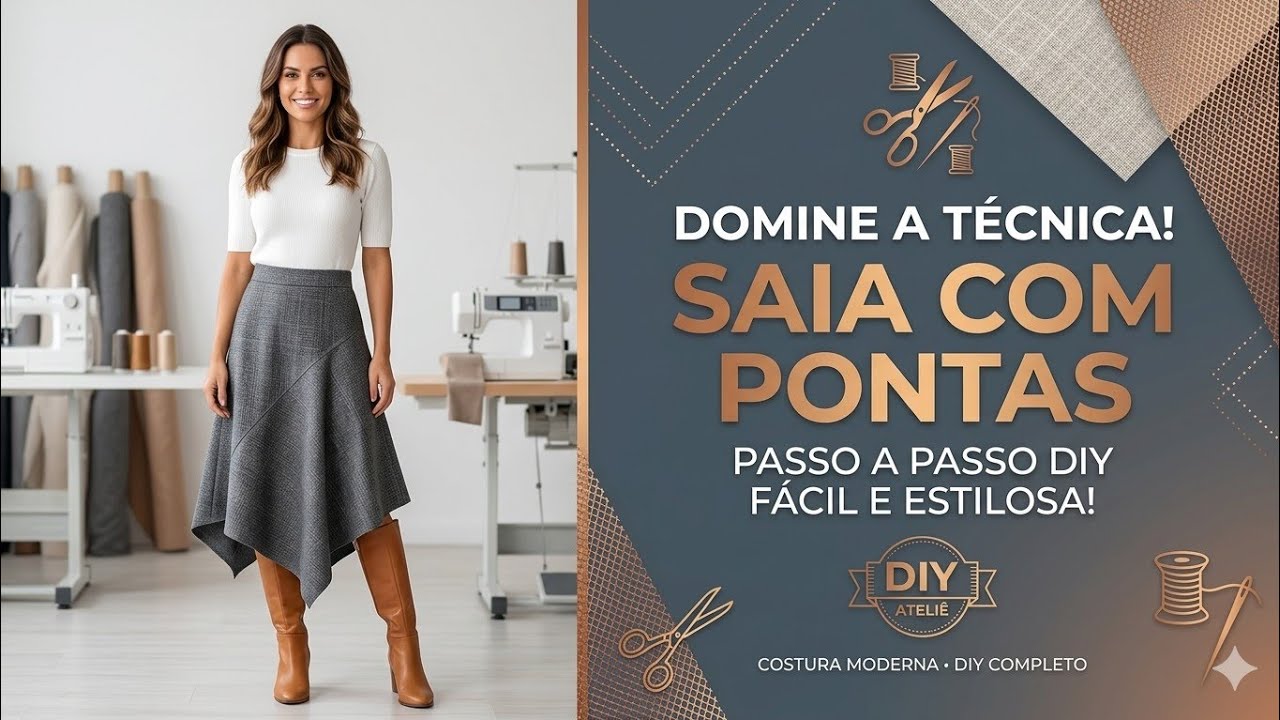 ✅️DIY Como fazer Saia Assimétrica com pontas_Costura fácil passo a passo p iniciante Gisleide Novelo