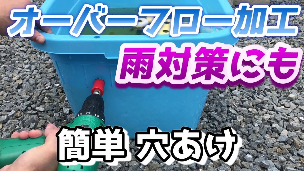 簡単に出来る穴あけオーバーフロー加工 雨対策から集中ろ過 新水垂れ流しにも【自作DIYめだか】