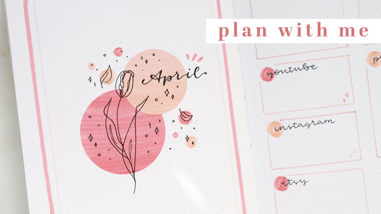 april 2022 bullet journal setup | plan with me | tulip theme 🌷