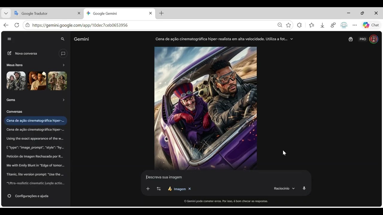 Testando a funcionalidade do banco de dados de Prompts de imagens.