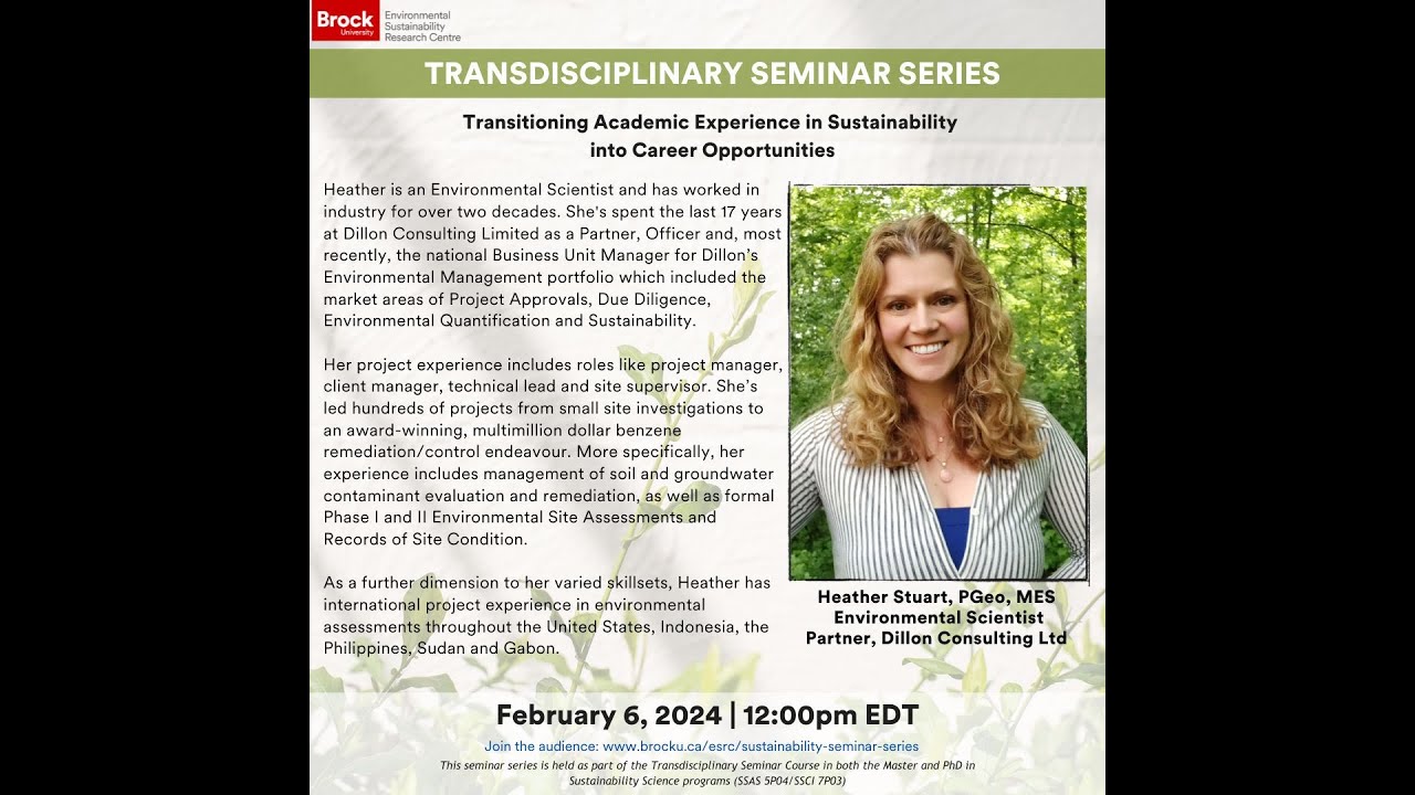 Transitioning Academic Experience in Sustainability into Career Opportunities