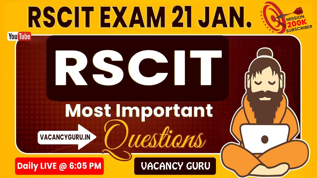 Rscit Most important Questions 2024 Rscit Paper for  21st January RSCIT Exam important question 2024